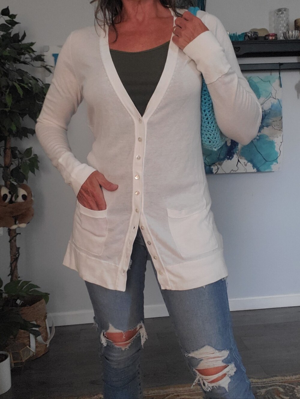 EDDIE BAUER Lightweight Longline Cardigan With Pockets M Tall